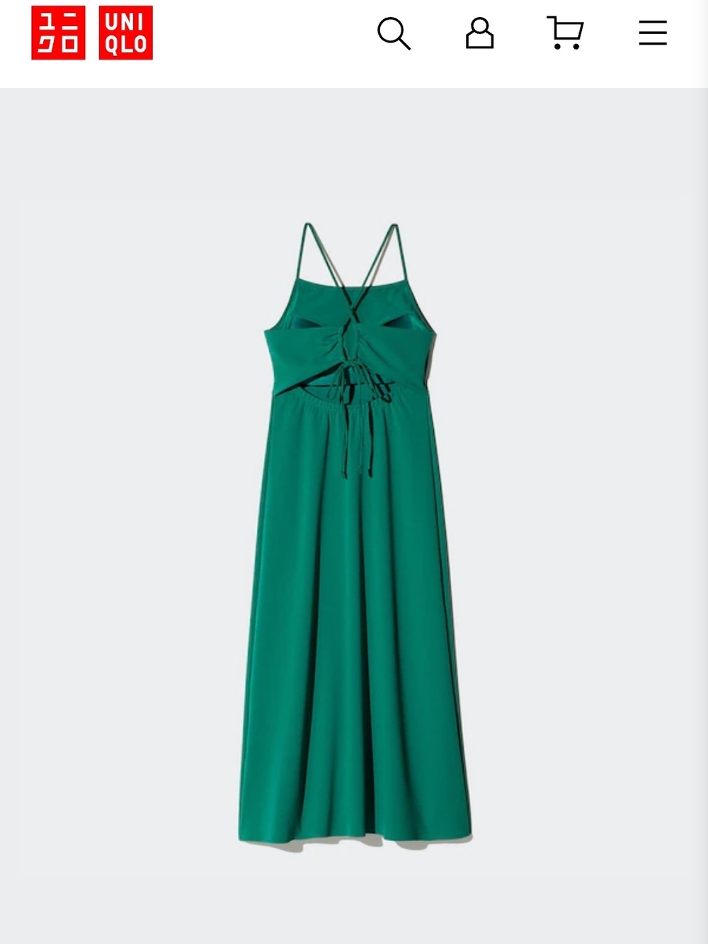 Uniqlo Emerald Green Maxi Slip Dress with Crisscross Back - Picture 4 of 6
